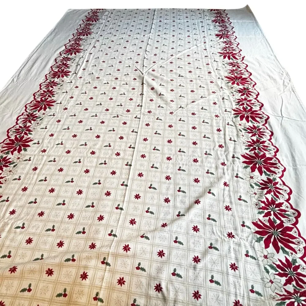 Martha Stewart cotton Christmas tablecloth farmhouse cottage style rectangle